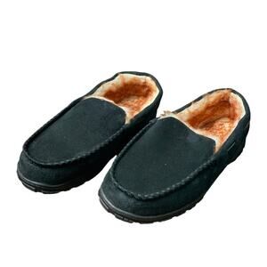 Vonair Mens 13 Black Faux Suede Moccasin Slipper Indoor Outdoor Slip On Shoes